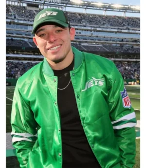 Anthony Ramos New York Jets Satin Bomber Jacket Green